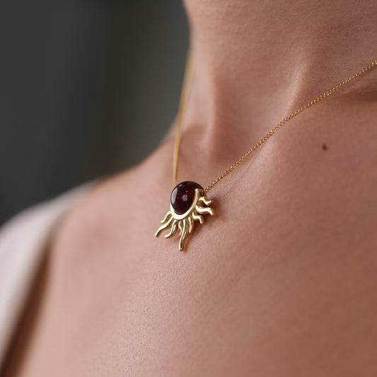 Ametist Güneş 925 Gümüş Kolye (Tüm Taşlar)