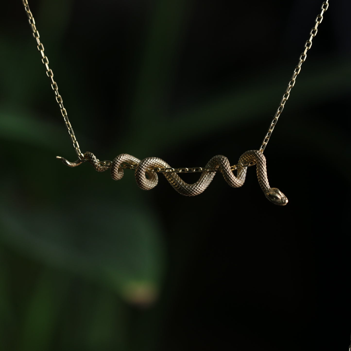 Yılan 925 Gümüş Altın Kaplama Kolye