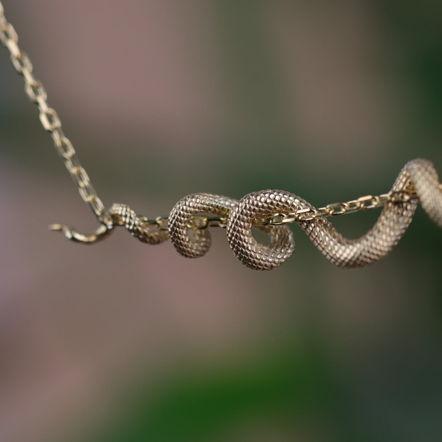 Yılan 925 Gümüş Altın Kaplama Kolye