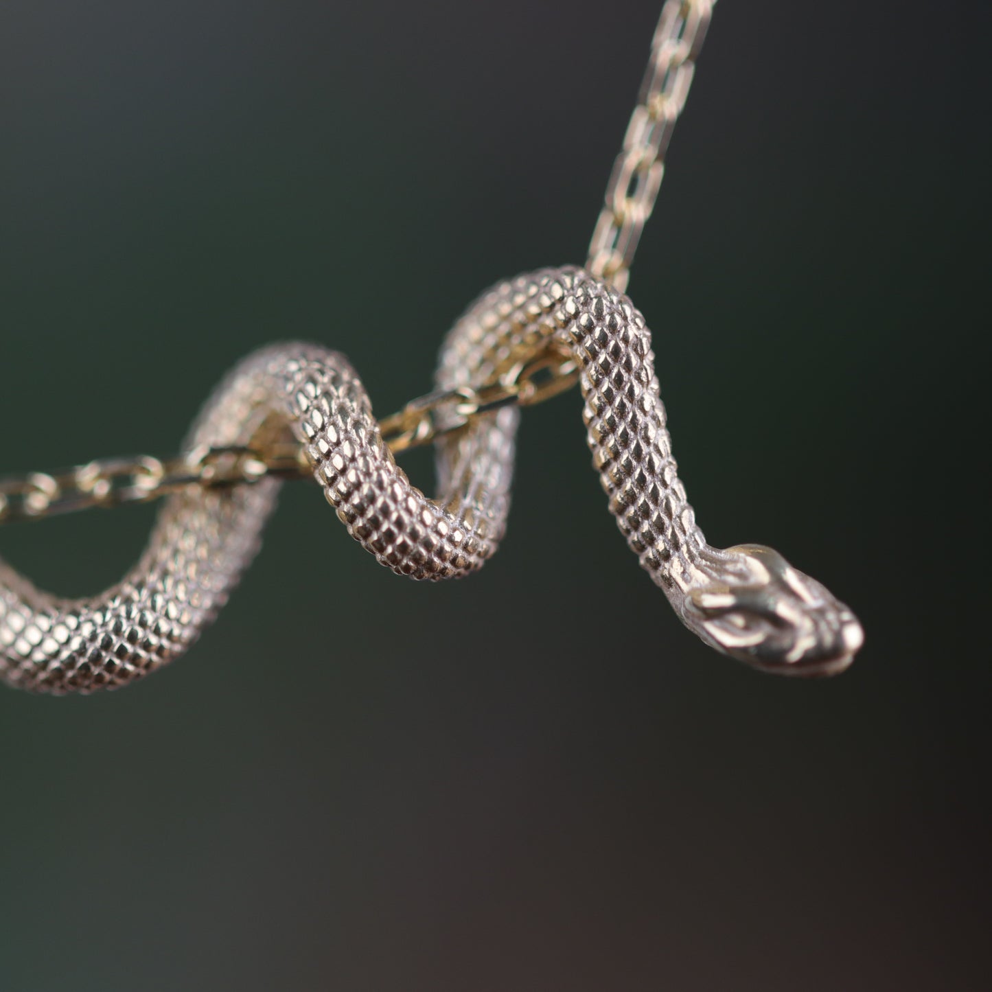 Yılan 925 Gümüş Altın Kaplama Kolye