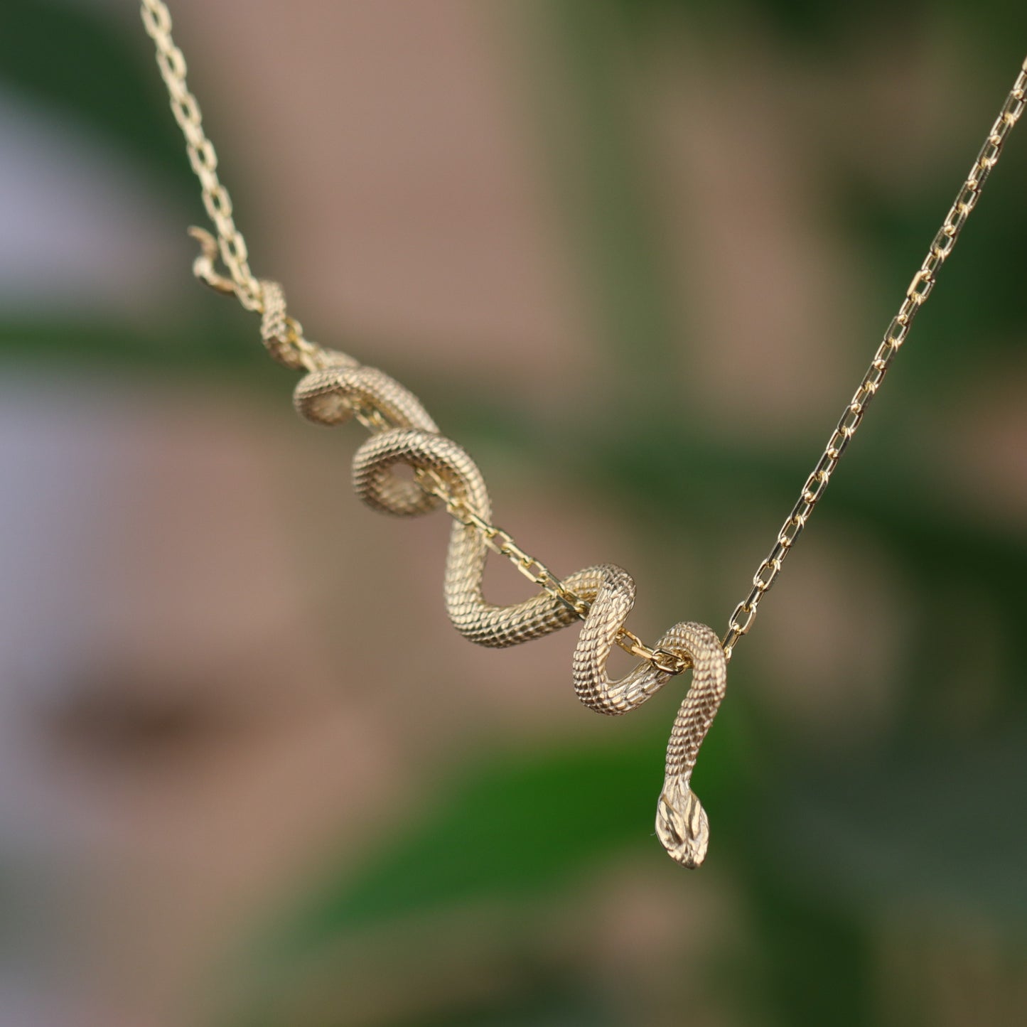 Yılan 925 Gümüş Altın Kaplama Kolye