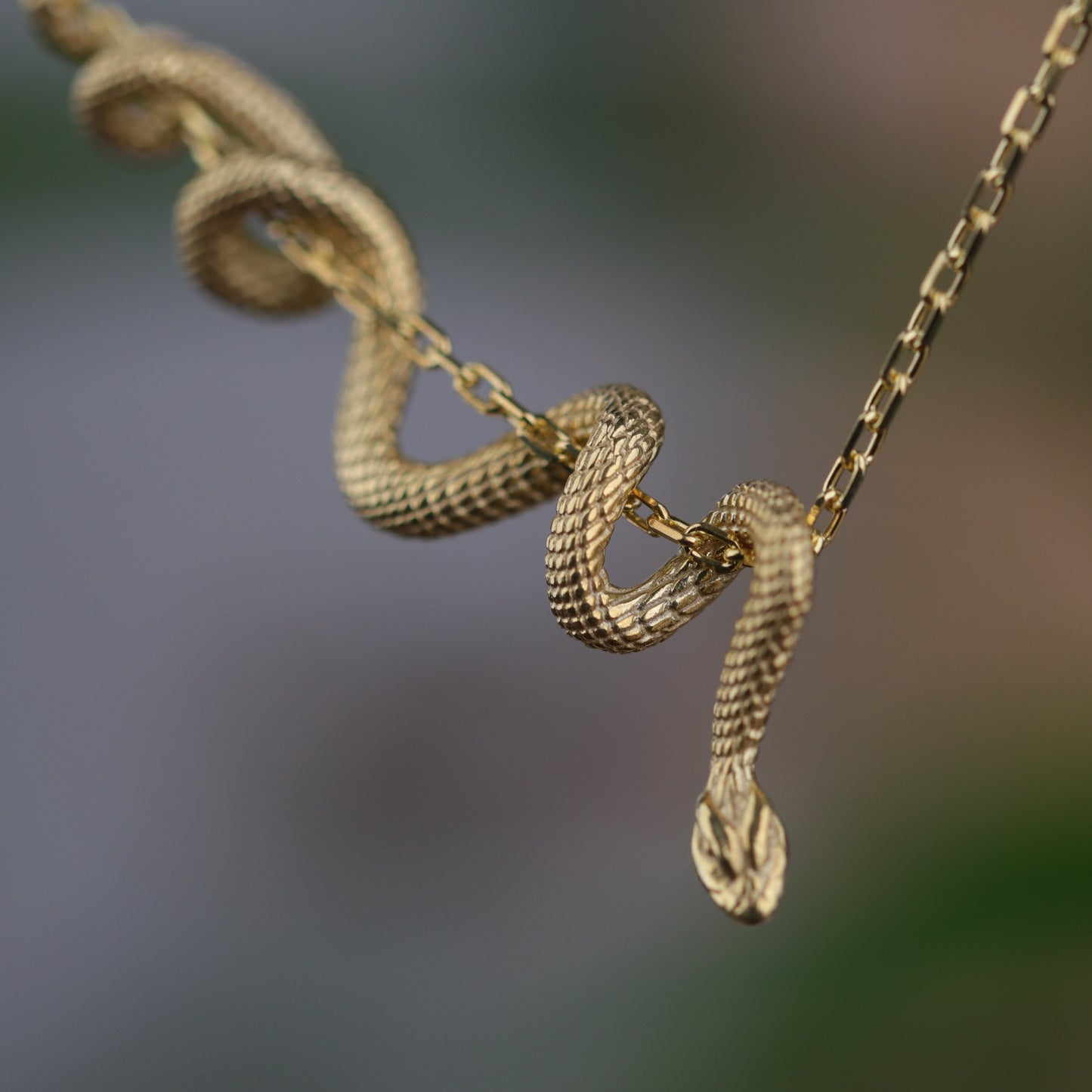 Yılan 925 Gümüş Altın Kaplama Kolye