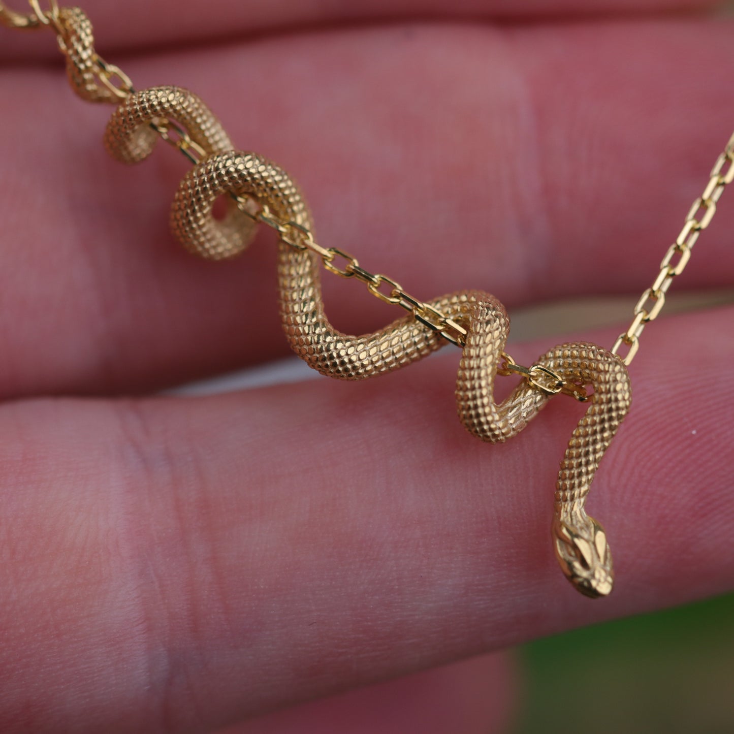 Yılan 925 Gümüş Altın Kaplama Kolye