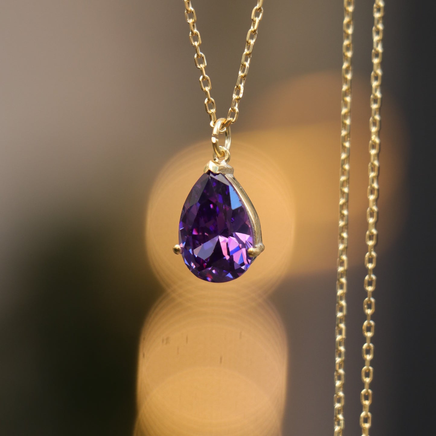 Damla Zümrüt 925 Gümüş 14 Ayar Altın Kaplama Kolye