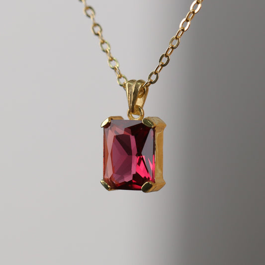 Emerald Kesim Garnet 925 Gümüş Kolye