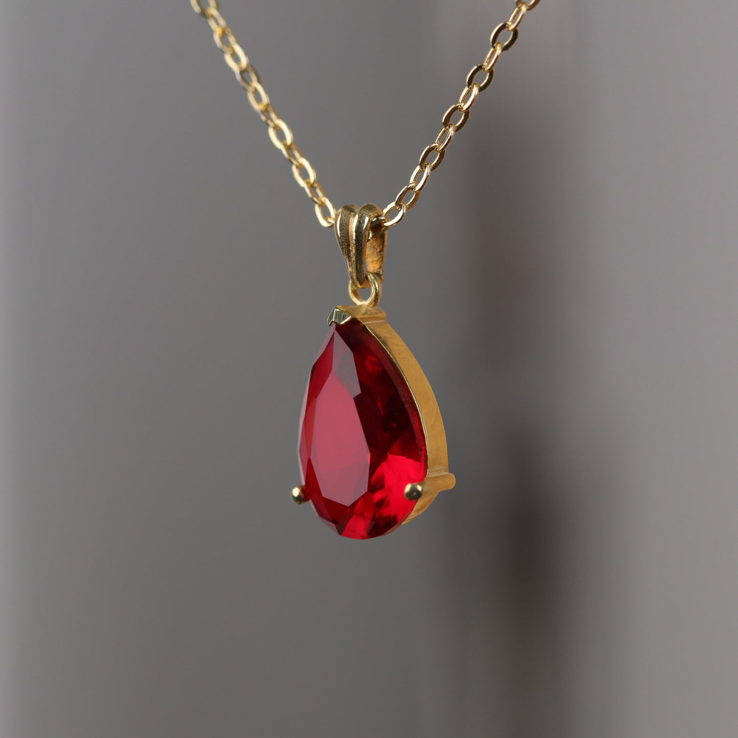 Damla Garnet 925 Gümüş Kolye