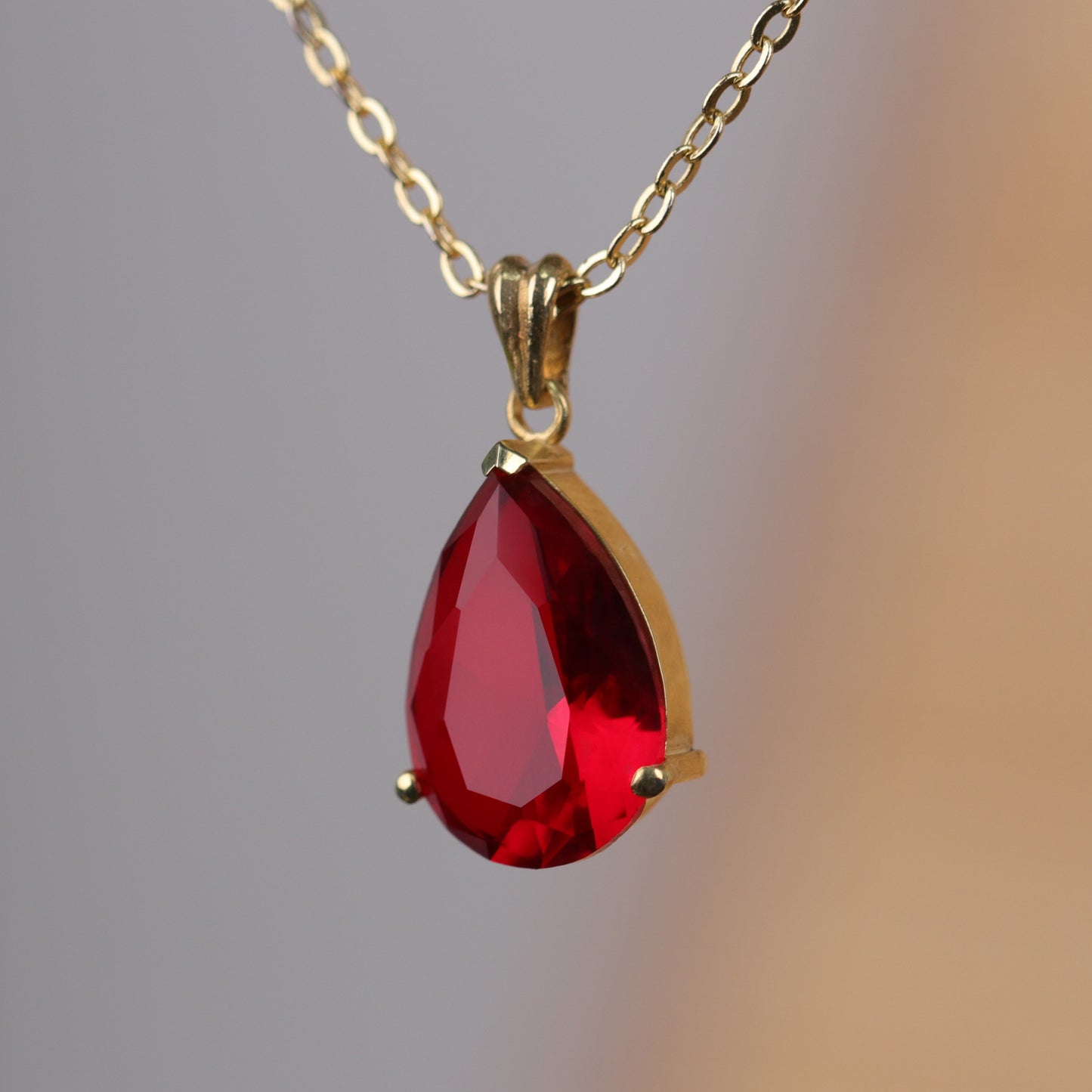 Damla Garnet 925 Gümüş Kolye