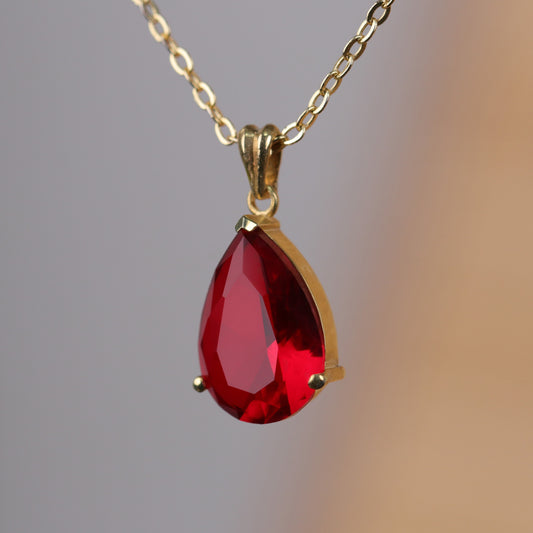 Damla Garnet 925 Gümüş Kolye