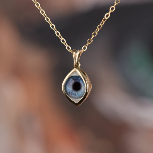 "OKYANUS GÖZÜ" | Gerçekçi Mavi Göz Kolye (Pirinç & Gümüş)