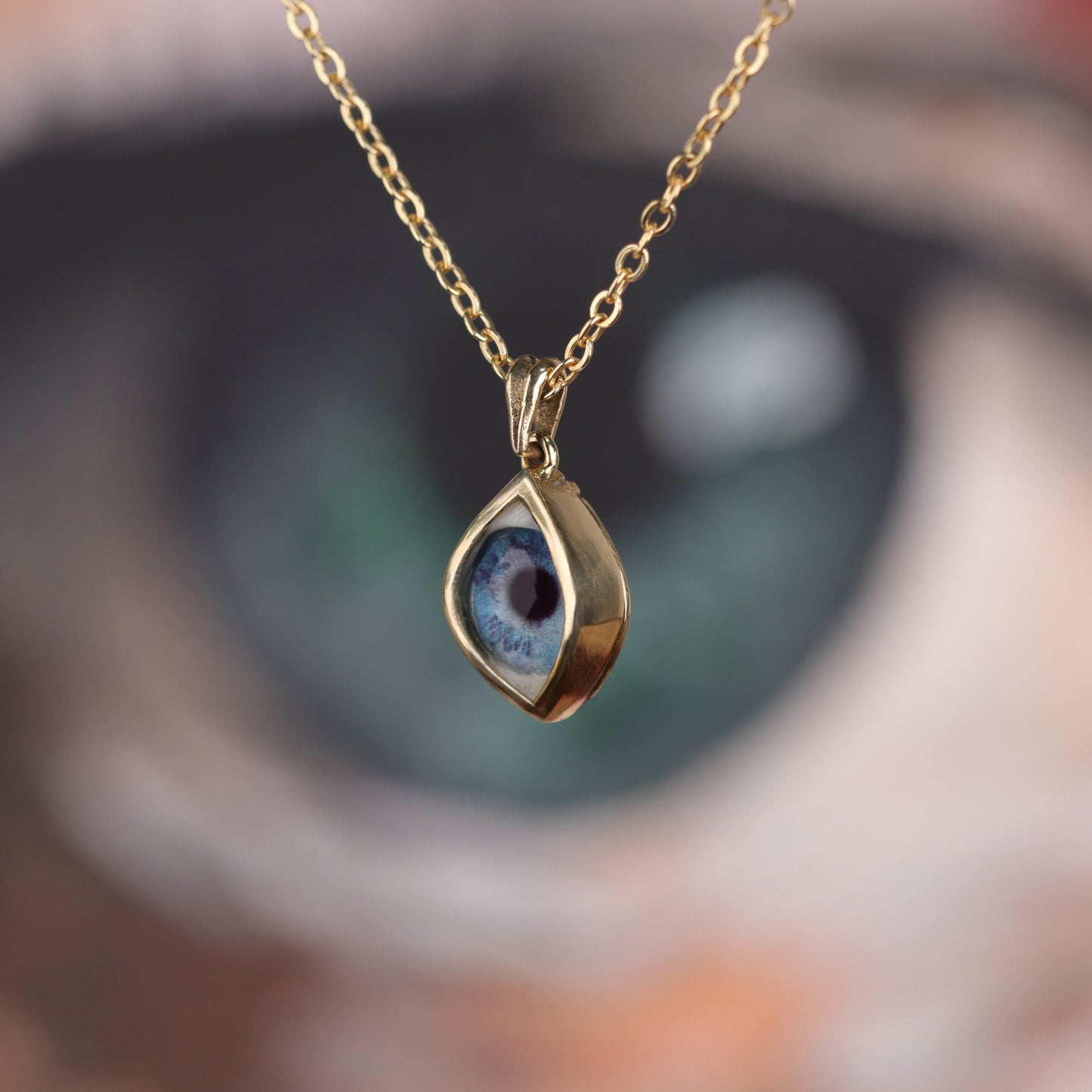 "OKYANUS GÖZÜ" | Gerçekçi Mavi Göz Kolye (Pirinç & Gümüş)