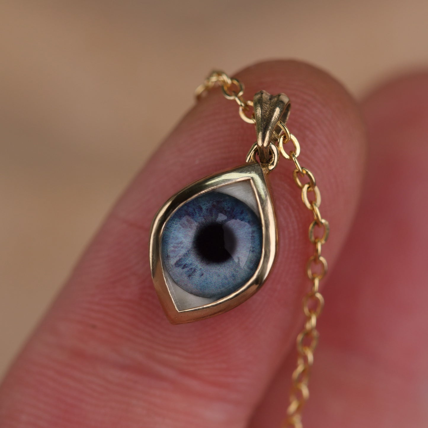 "OKYANUS GÖZÜ" | Gerçekçi Mavi Göz Kolye (Pirinç & Gümüş)