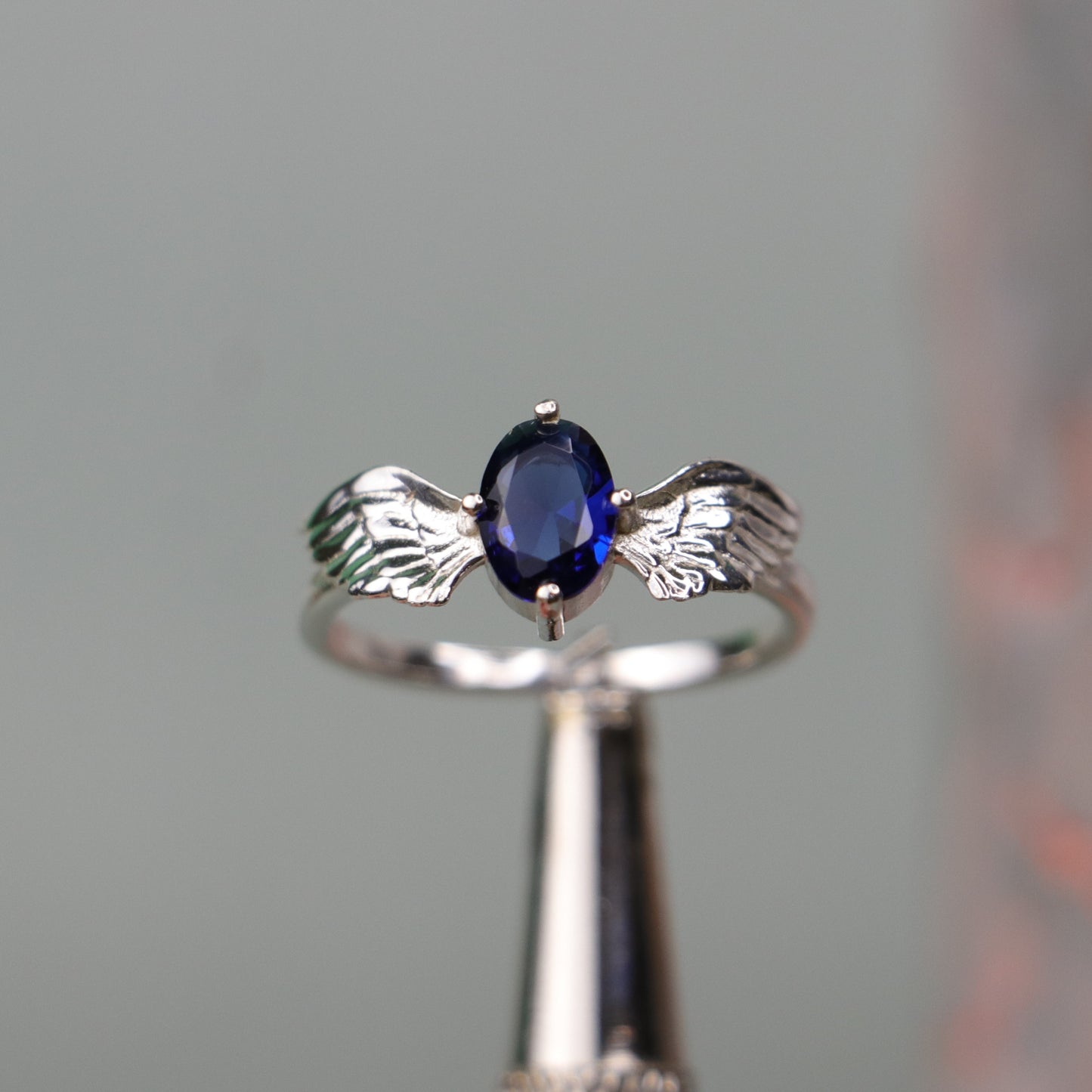 Lab. Emerald Wing Gothic Black 925 Silver Ring