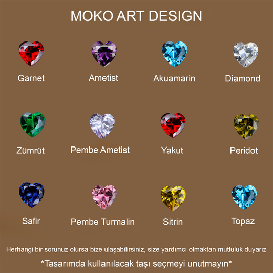 Eller Kalp Garnet Taşlı 925 Gümüş Set