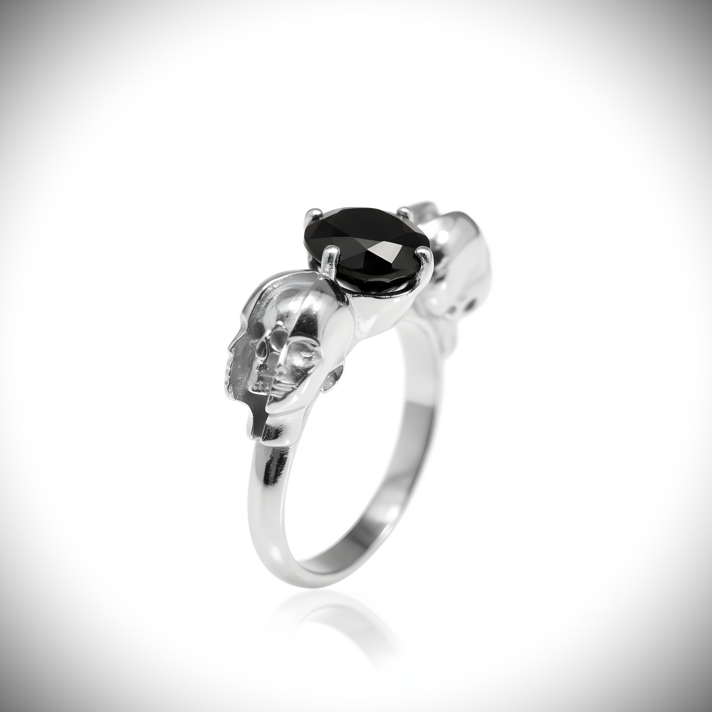 Memento Mori Gümüş Oniks Yüzük (Tüm Maden ve Taş Seçenekleri)