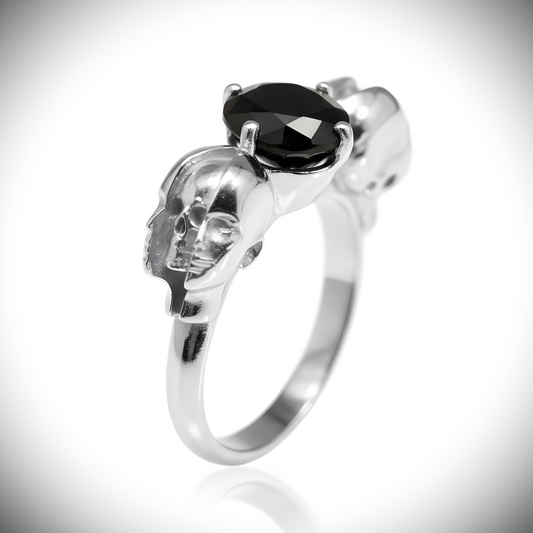 Memento Mori Silver Onyx Ring