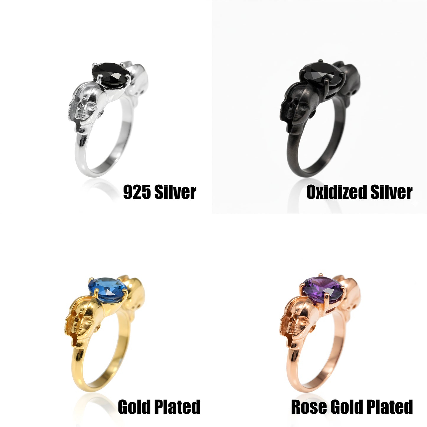 Memento Mori Gümüş Oniks Yüzük (Tüm Maden ve Taş Seçenekleri)