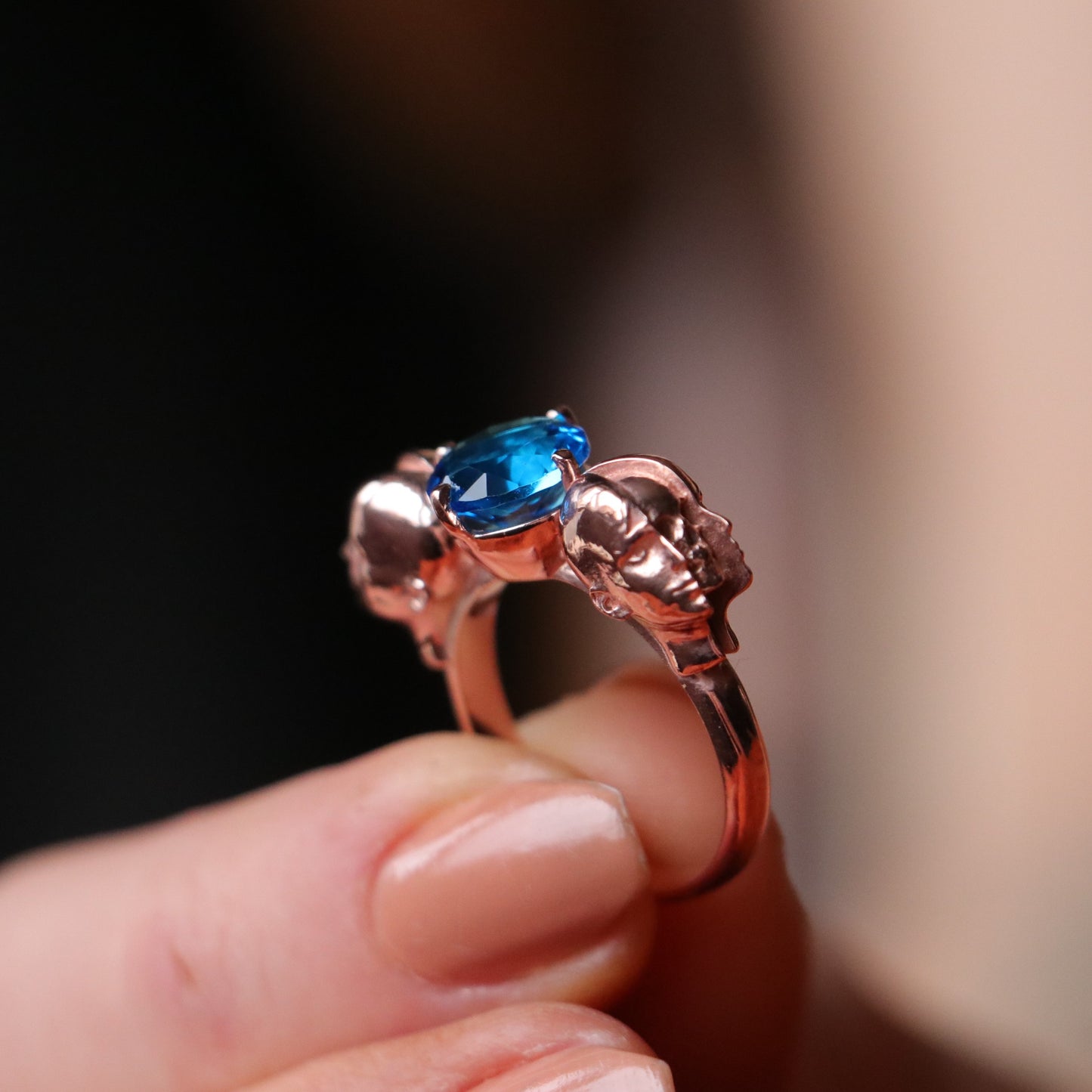 Memento Mori Gümüş Oniks Yüzük (Tüm Maden ve Taş Seçenekleri)