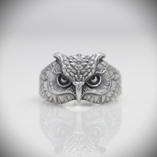 Owl 925 Silver Men's Ring