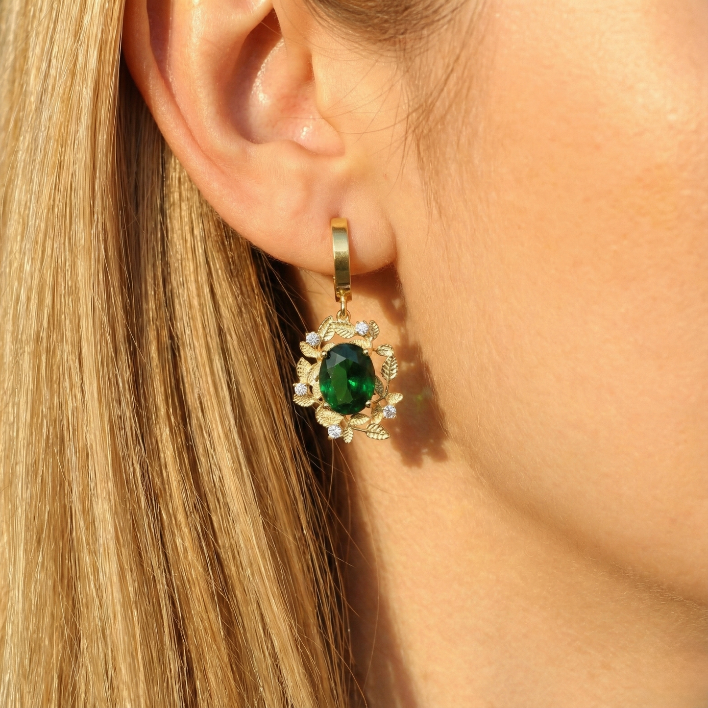 Pembe Turmalin Yapraklar Küpe (Tüm Taş ve Maden Seçenekleri)