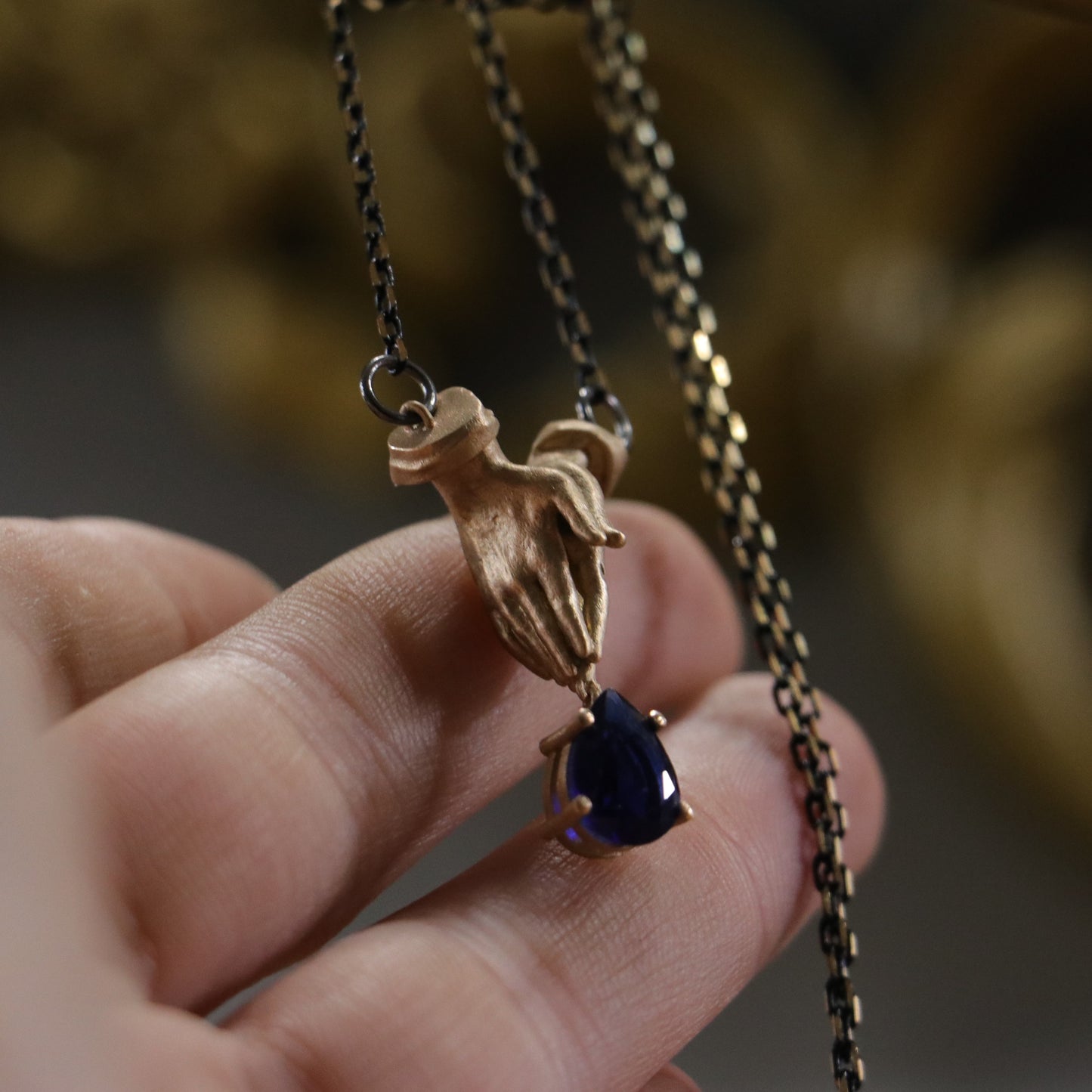 Pray Garnet Praying Hands Necklace