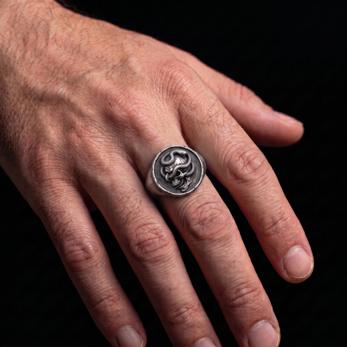 Memento Mori Moissanite Men's 925 Silver Ring
