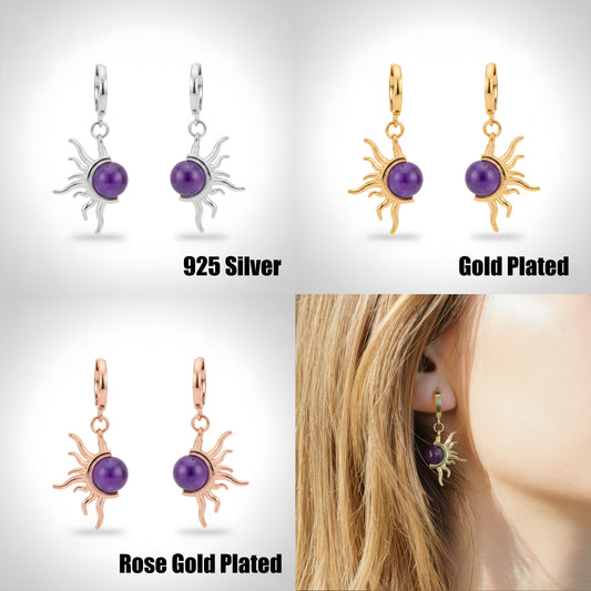 Güneş Ametist Küpe (Tüm Taş ve Maden Seçenekleri)