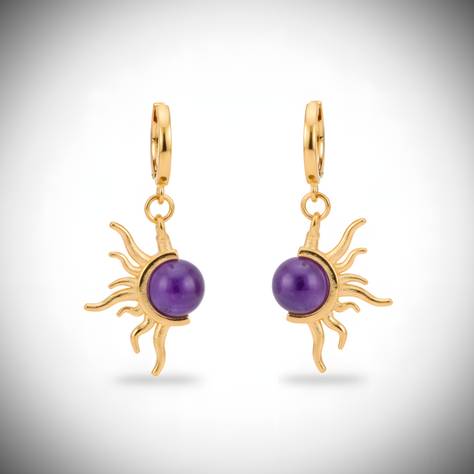 Güneş Ametist Küpe (Tüm Taş ve Maden Seçenekleri)