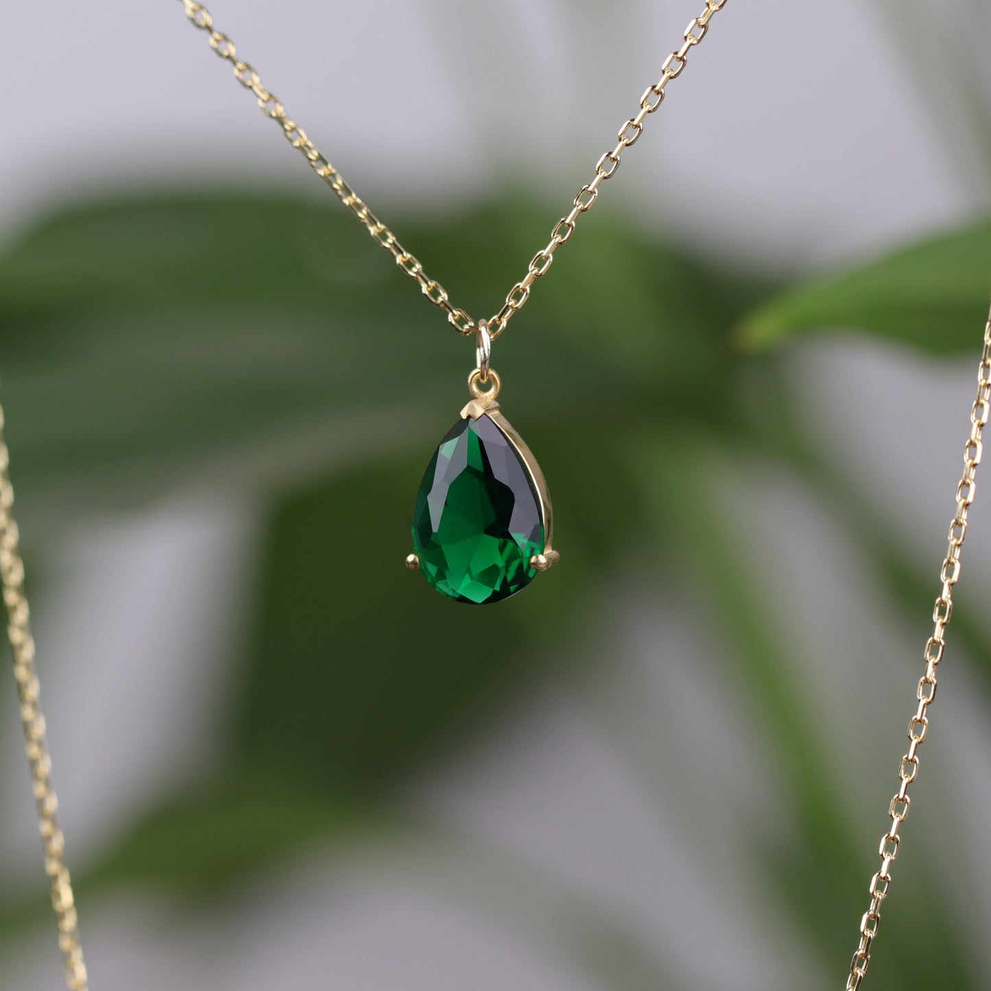 Drop Emerald 925 Silver Necklace
