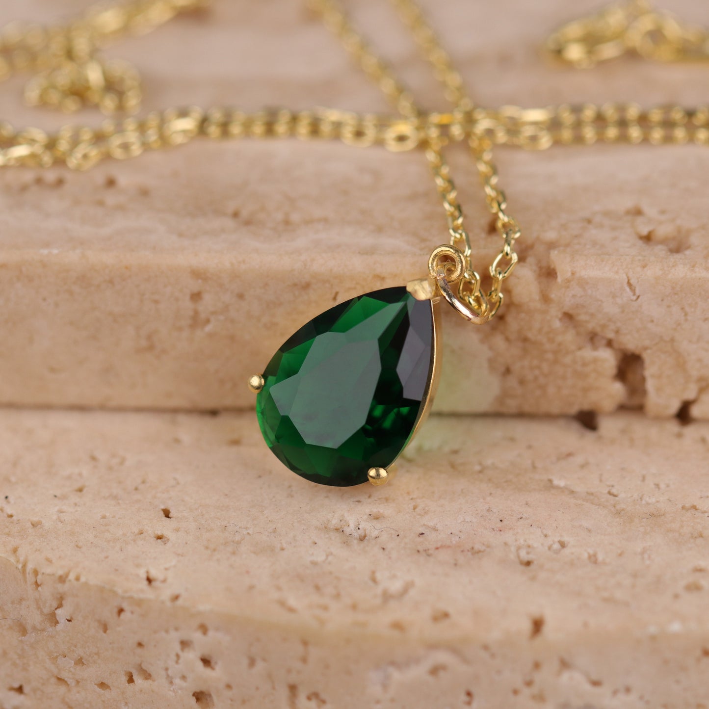 Drop Emerald 925 Silver Necklace