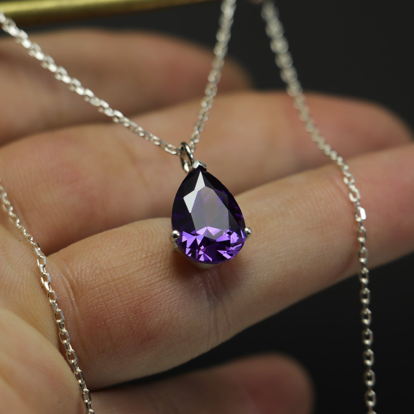 Drop Emerald 925 Silver Necklace