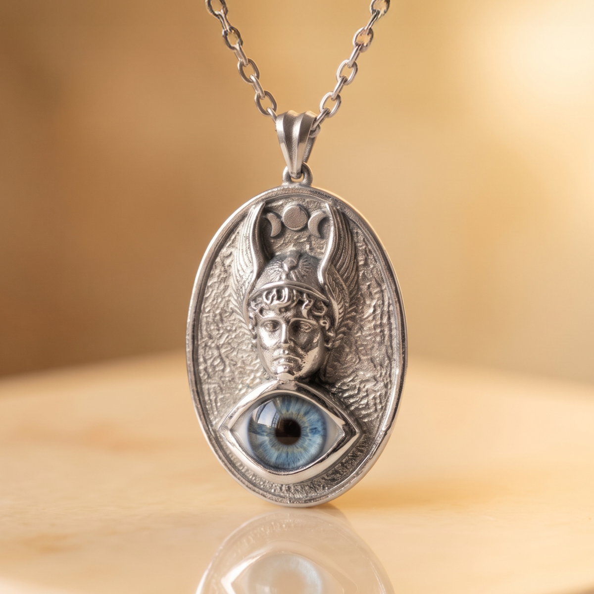 Hazel Eye Large 925 Silver Necklace