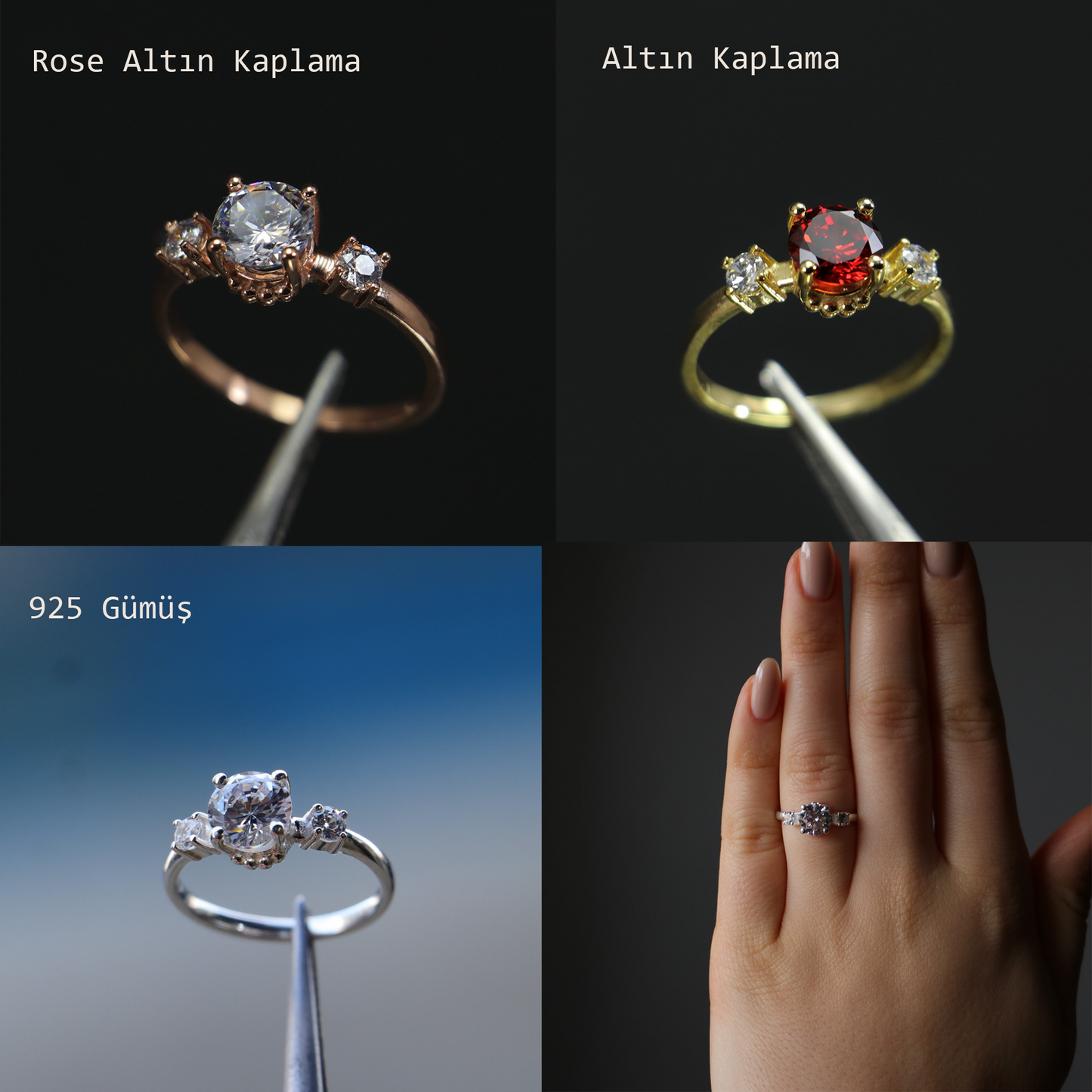 Rose Gold Plated Moissanite 925 Silver Ring