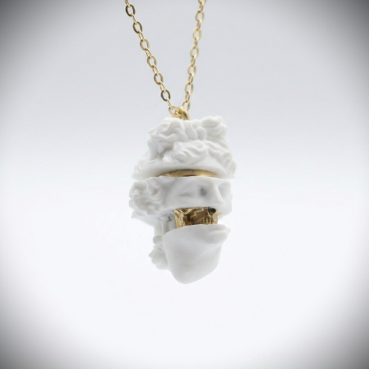 Marble Lion 925 Silver Gold Plated Necklace