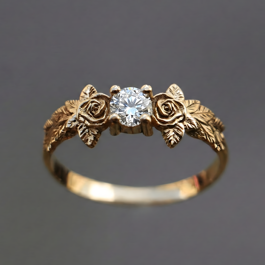 0.33 Carat Rose and Leaves Diamond Ring