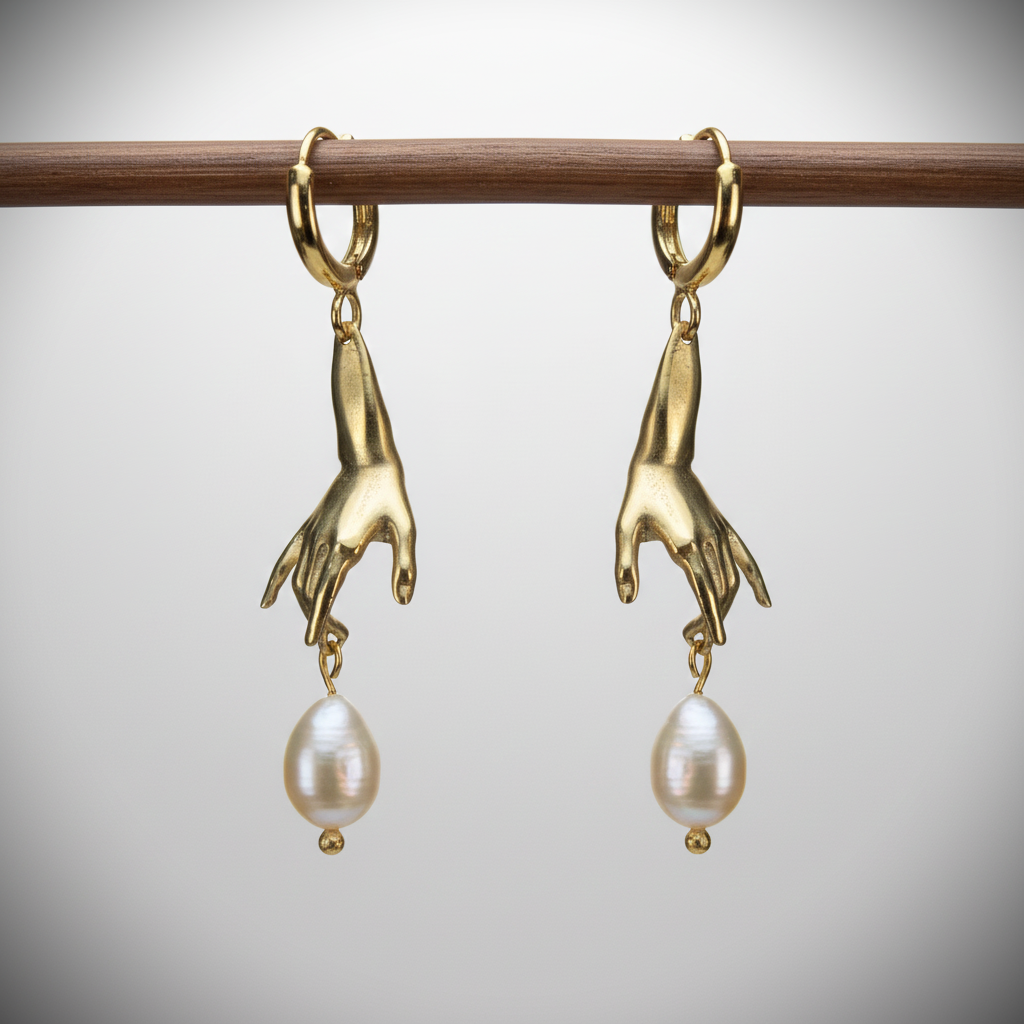 Eller Sallantılı İnci Küpe (Tüm Seçenekler)