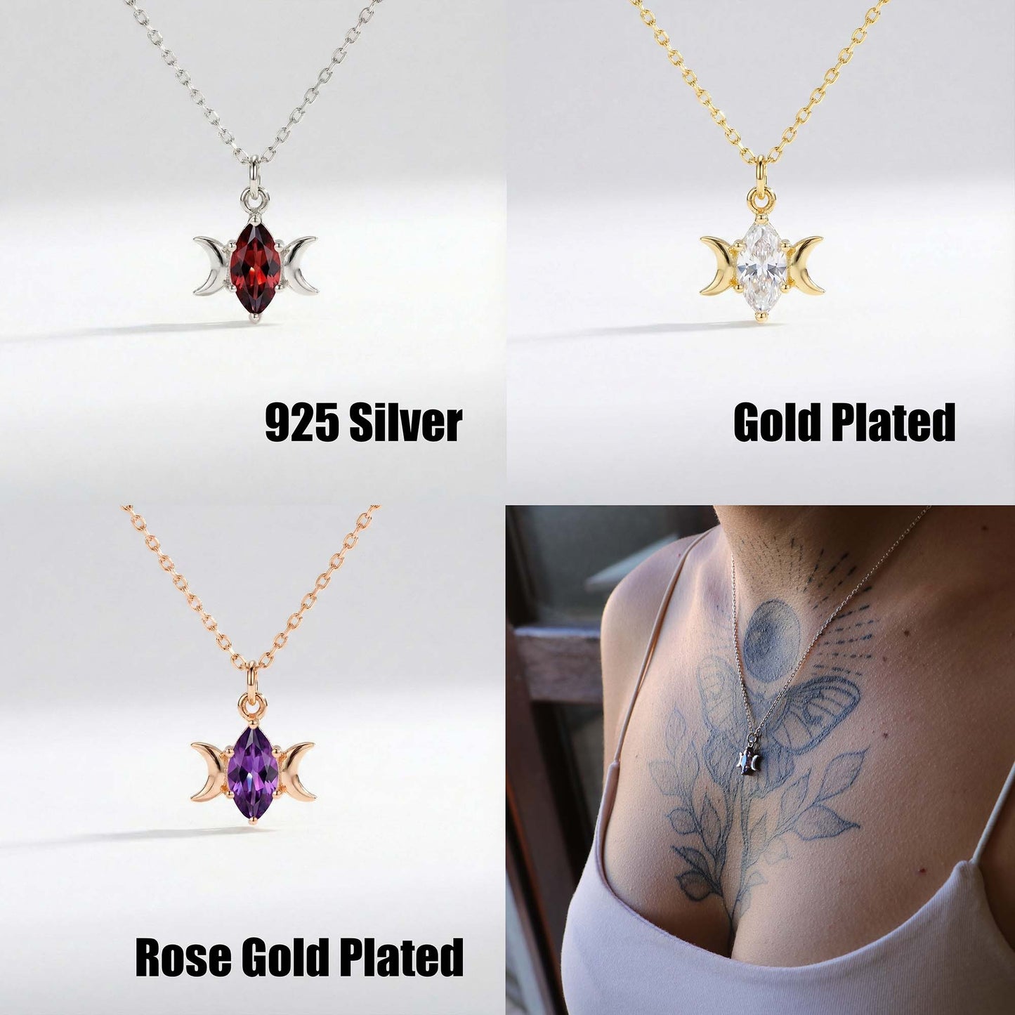 Marquise Amethyst 925 Silver Necklace