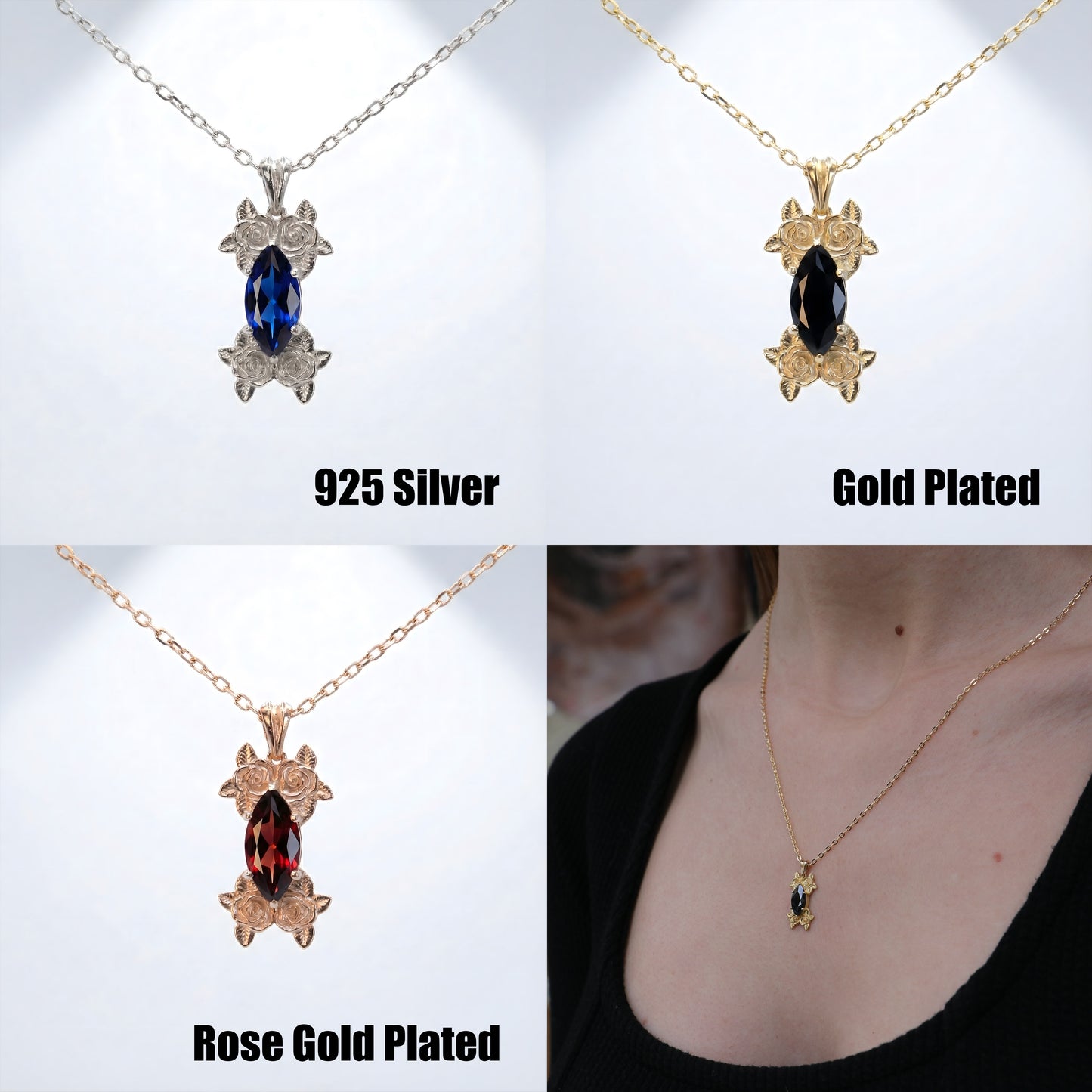 Moissanite Gold Plated 925 Silver Necklace