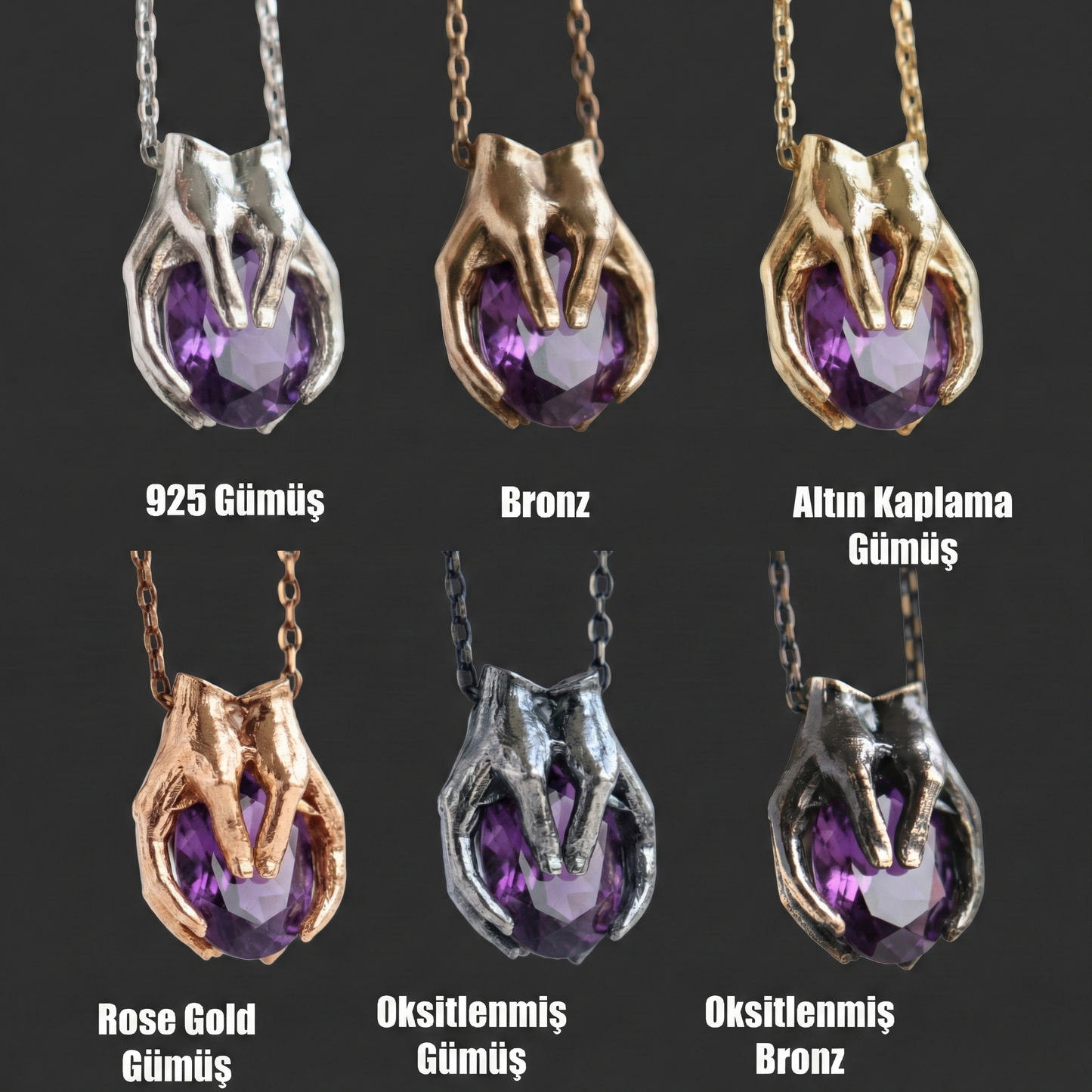 Drop Garnet Stone Palm Necklace