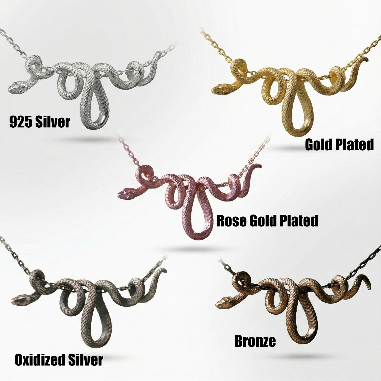 Coiled Snake 925 Silver Gold Plated Necklace