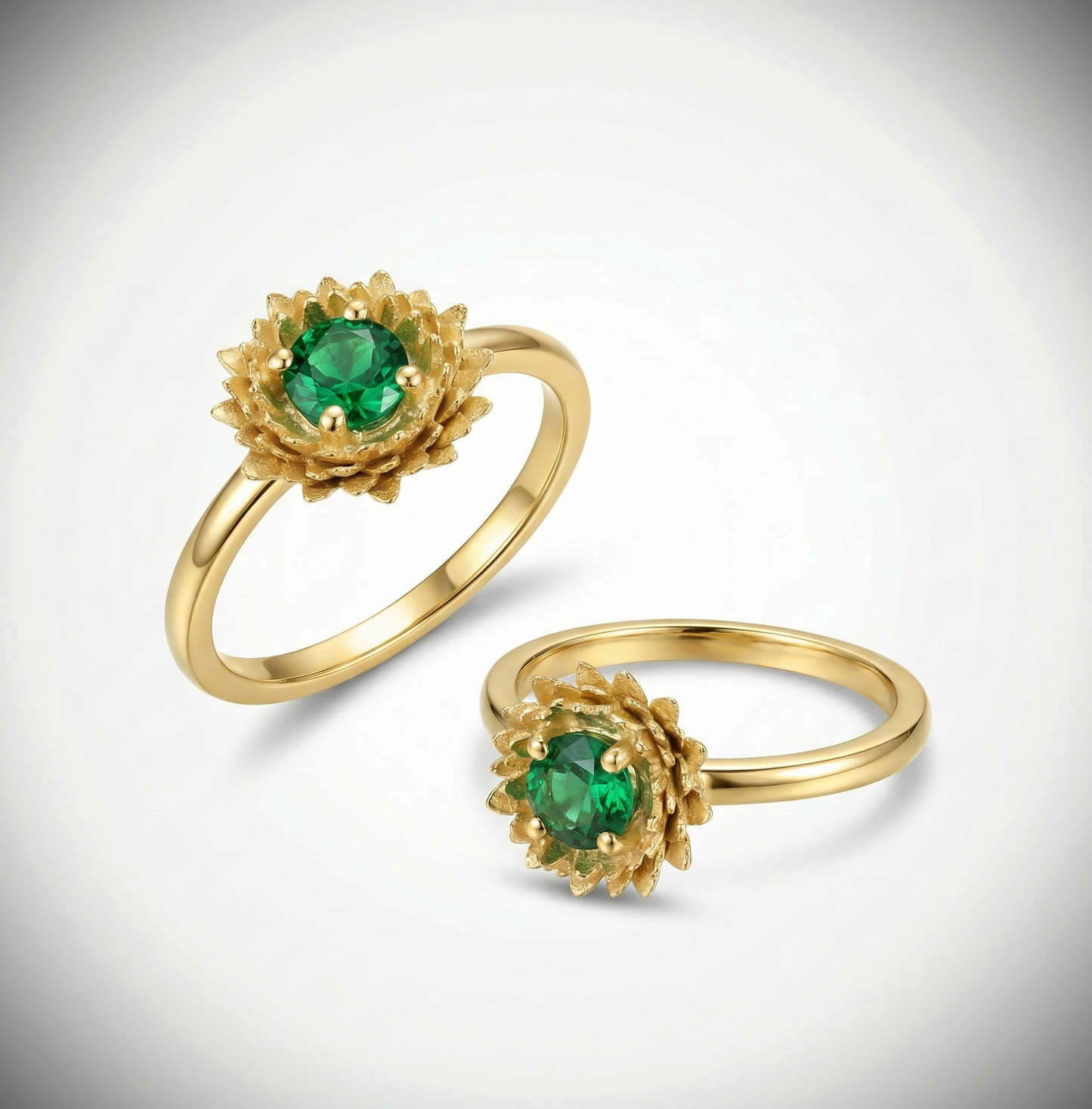 Ay Çiçeği Yüzük (Tüm Taş ve Maden Seçenekleri)