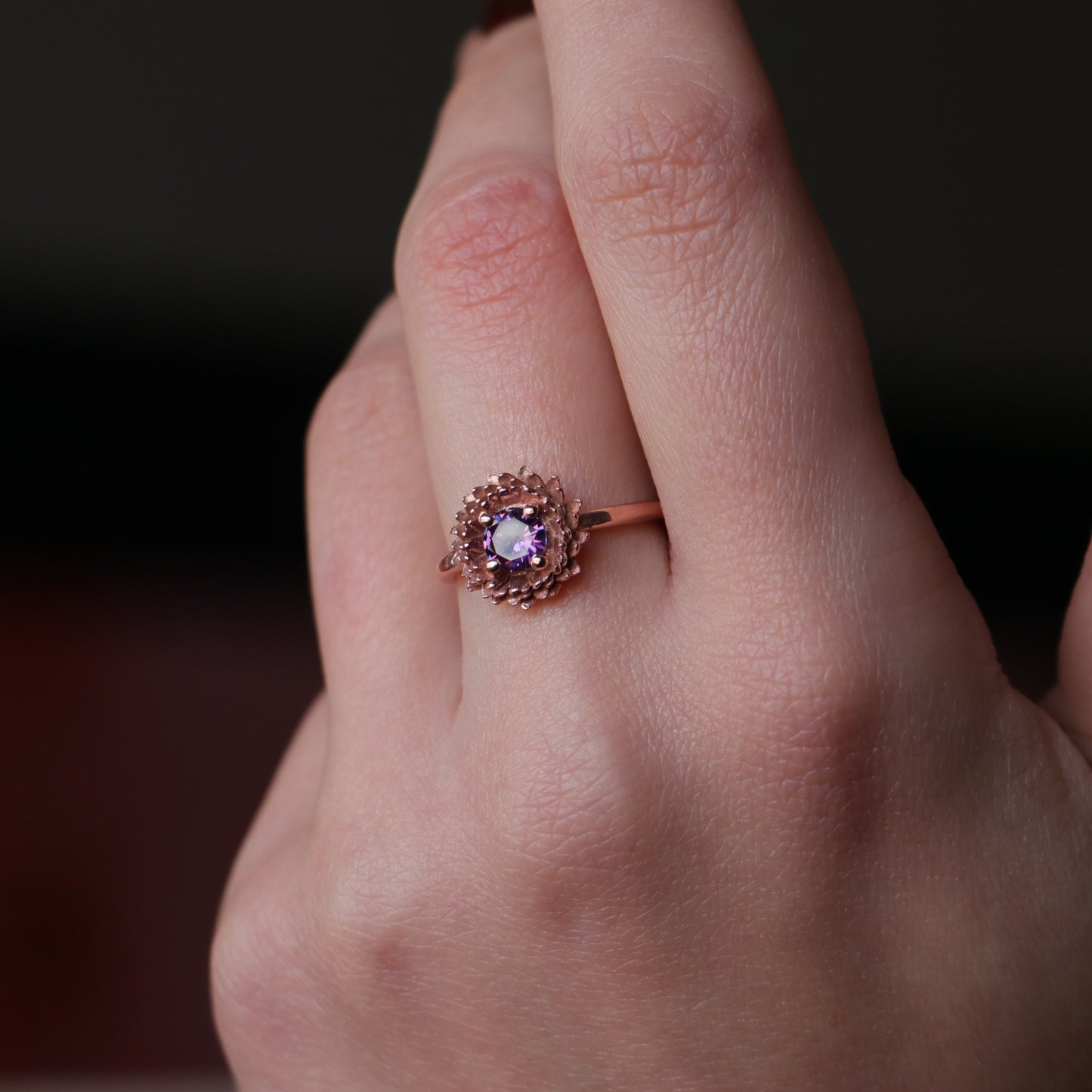 Ay Çiçeği Yüzük (Tüm Taş ve Maden Seçenekleri)