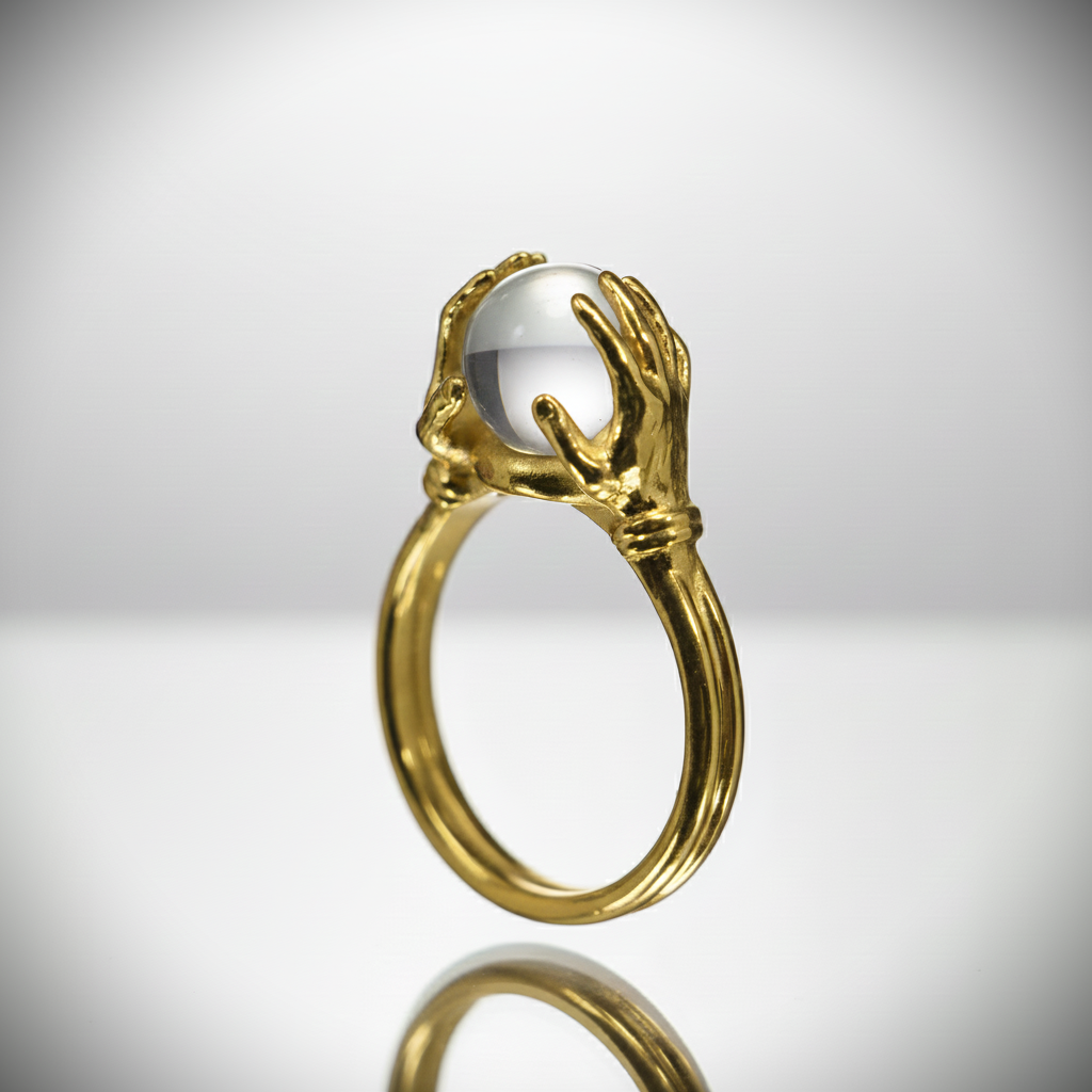 Eller Arasında Clear Kuvars Yüzük (Tüm Taş ve Maden Seçenekleri)