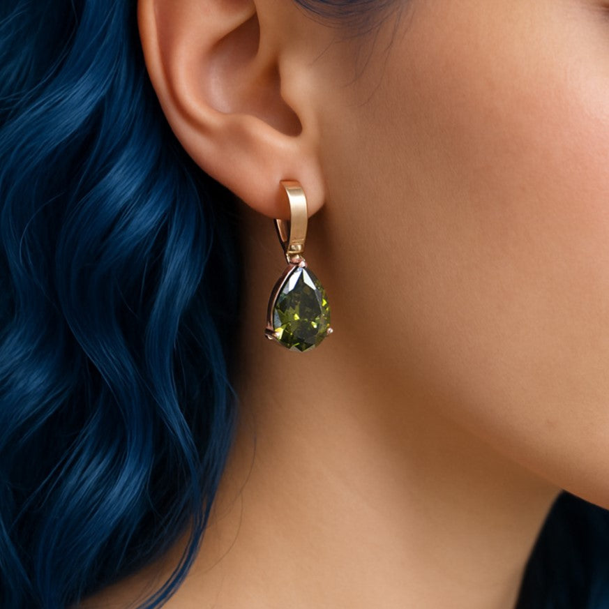 Damla Blue Topaz Küpe Kolye Set