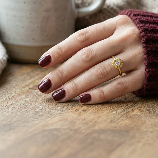 Papatya 925 Gümüş Altın Kaplama Yüzük