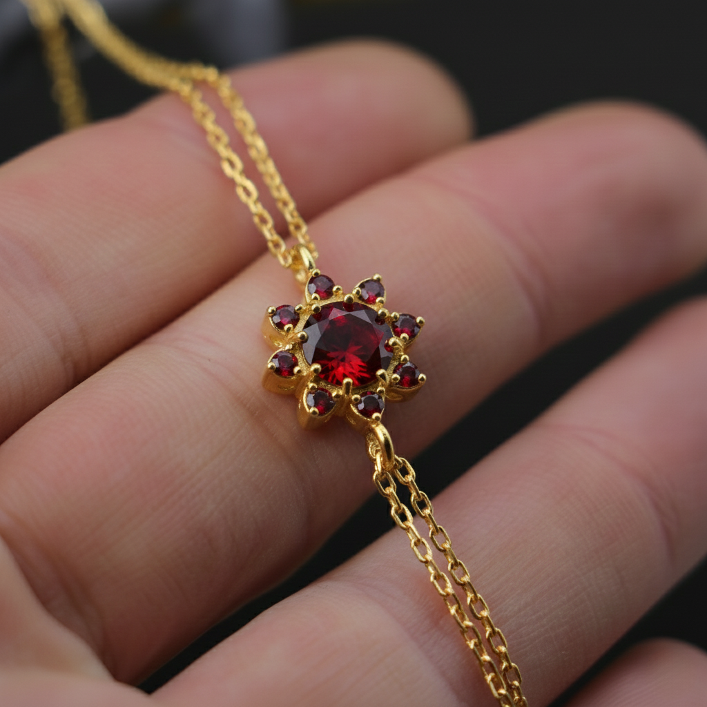 Pink Amethyst and Citrine 925 Silver Bracelet