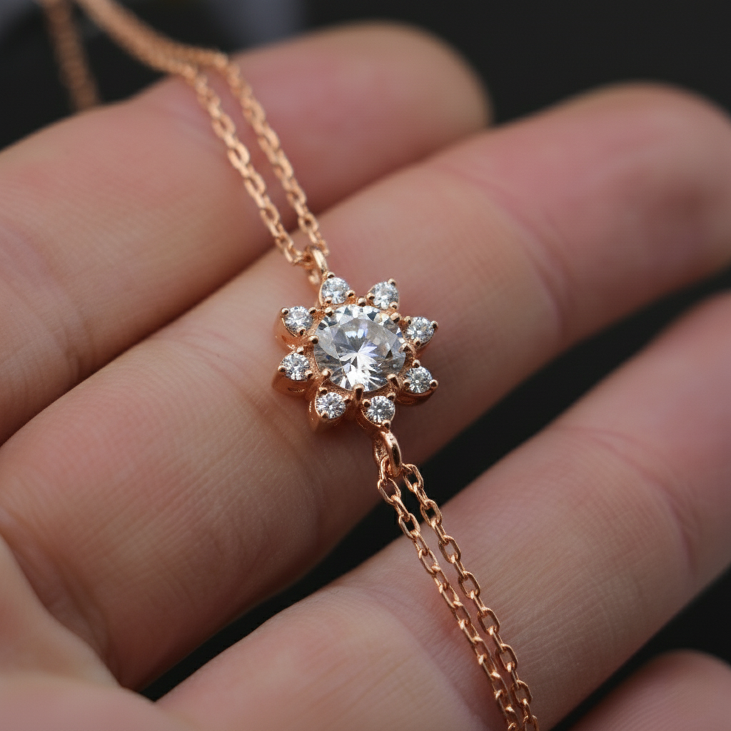 Pink Amethyst and Citrine 925 Silver Bracelet