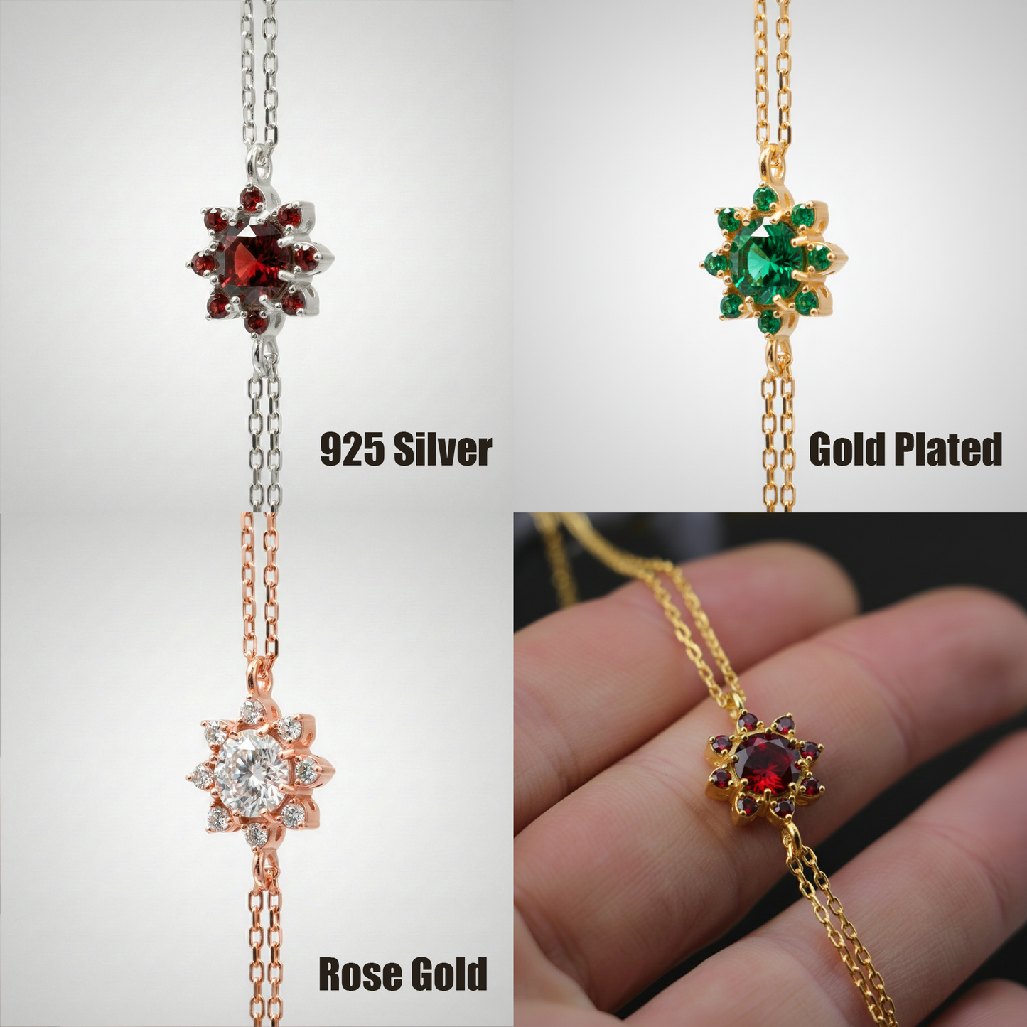 Pink Amethyst and Citrine 925 Silver Bracelet