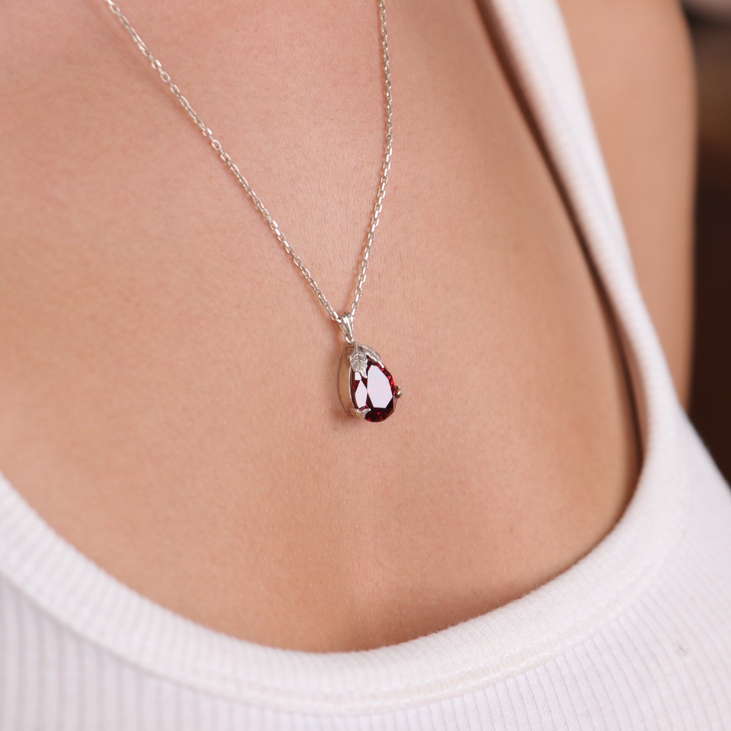 Damla Yapraklar 925 Gümüş Kolye (Tüm Taşlar)