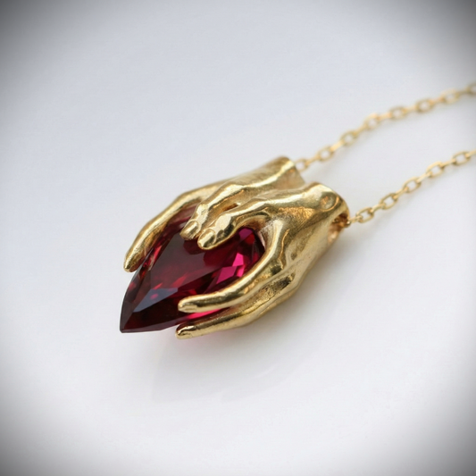 Drop Garnet Palm 925 Silver Necklace