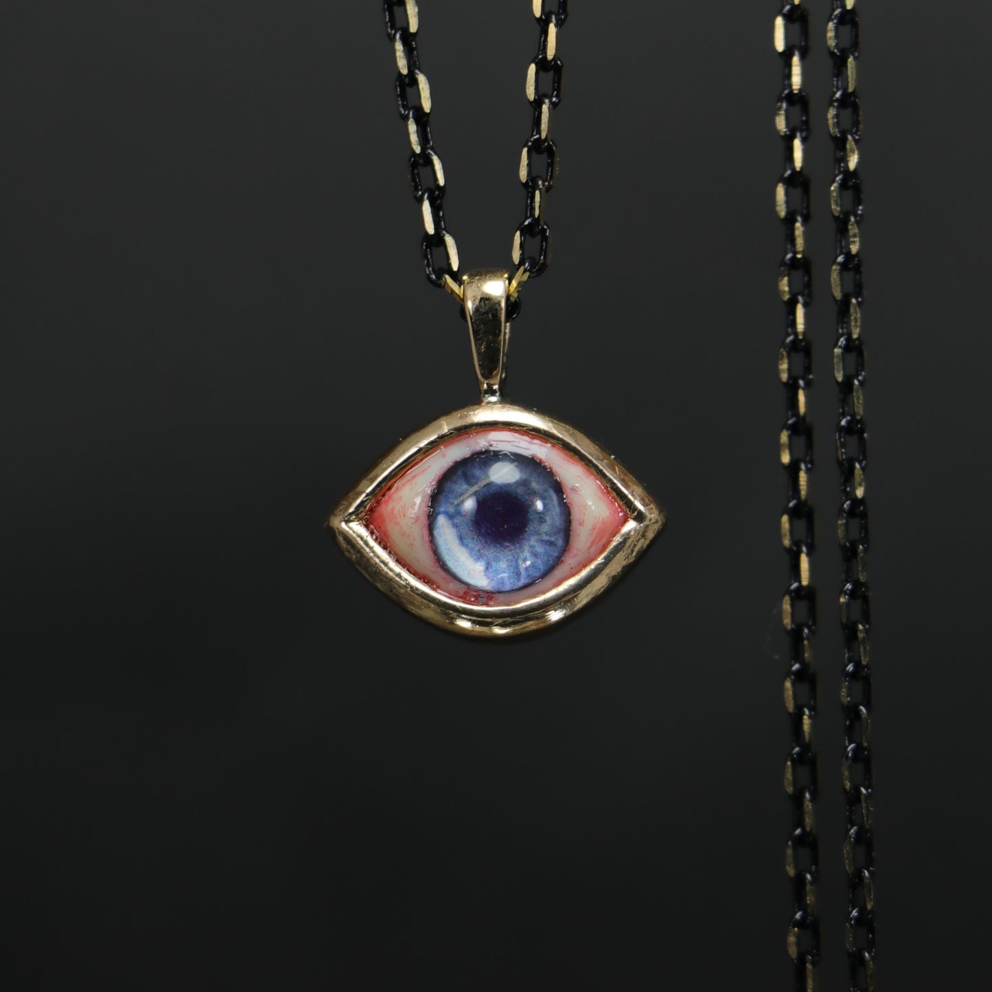 Realistic Mini Navy Blue Eye Necklace